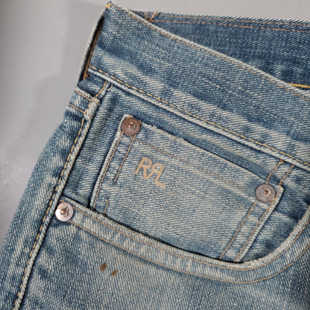Double RL RRL Slim Fit Jeans Mens 32x32 Blue Japanese Selvedge Denim Made in USA - Picture 7 of 12